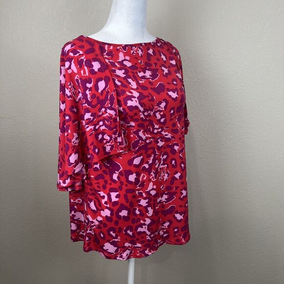 Imam Shirt Women Small Pink Red Purple Animal‎ Print Bold Leopard Cheetah - Picture 7 of 13